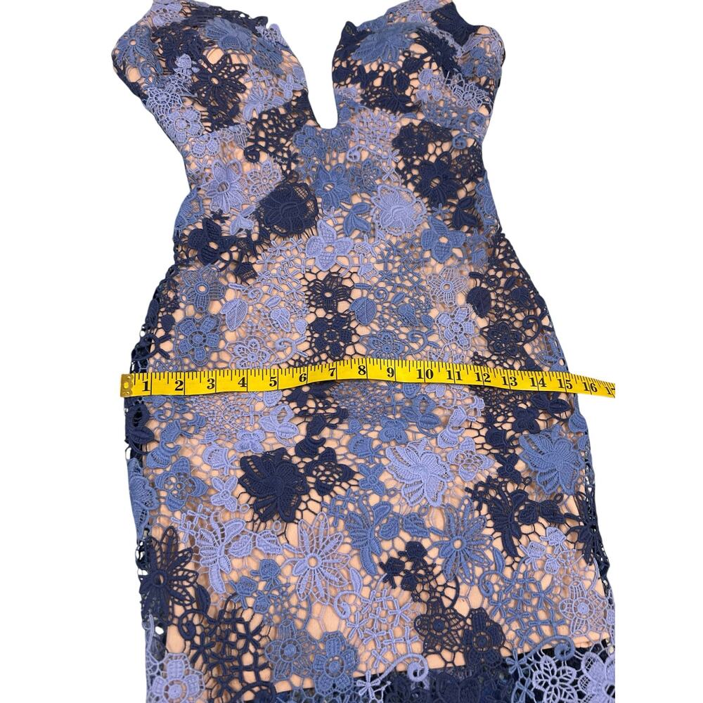 Jovani Blue Crochet Floral Dress - Size 0 - Picture 10 of 16